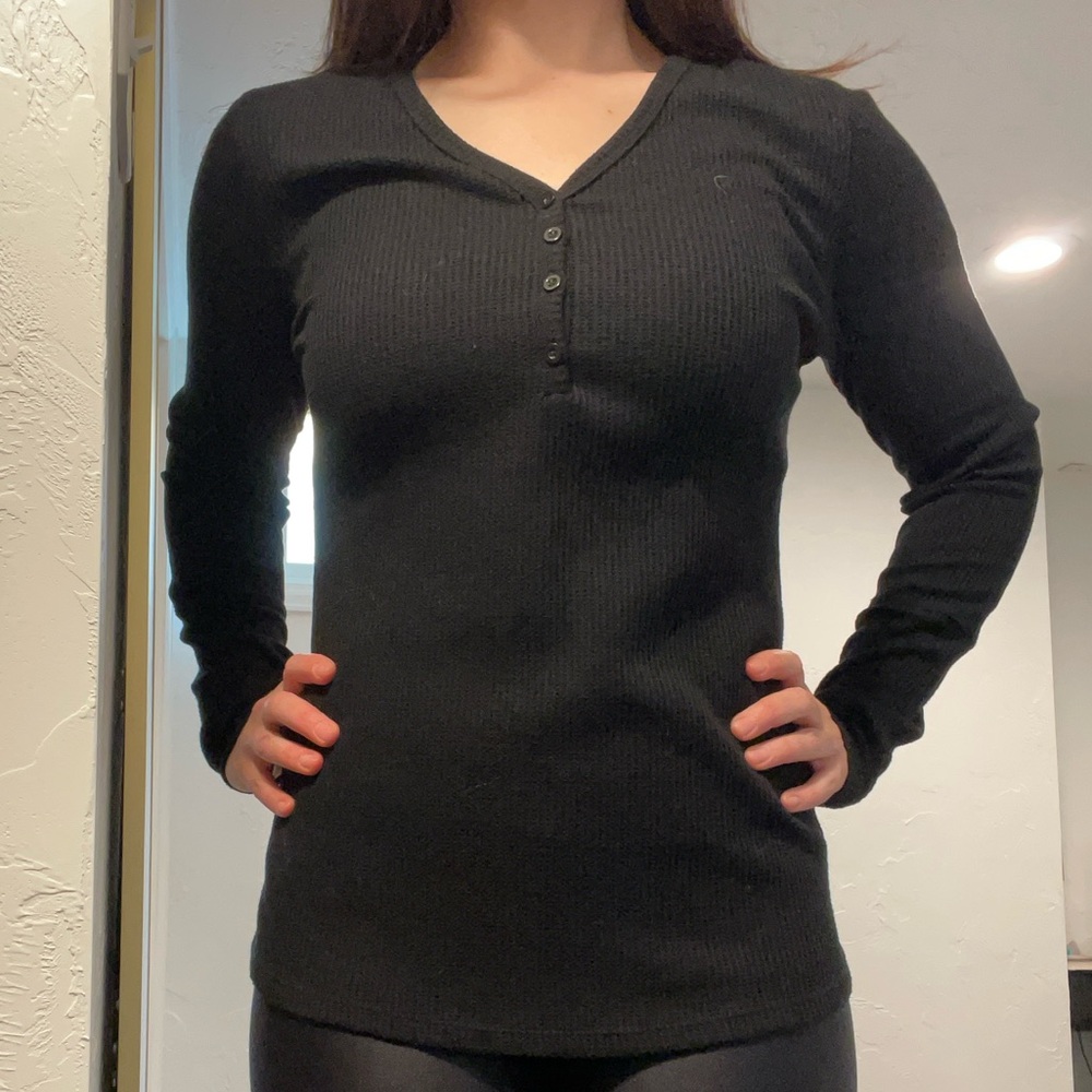 Women’s ZYIA Black Fitted Long Sleeve Button Down Shirt